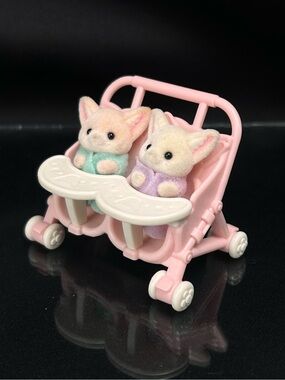 Sylvanian Families Fennec Fox Twins + Twin Stroller Calico Critters